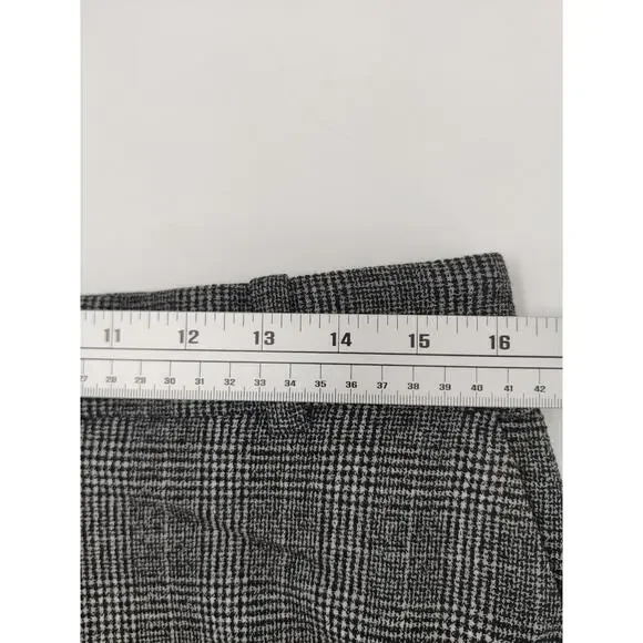 H&M Womens Plaid Trousers Size 12 Black White Houndstooth Elastic Waist - Picture 7 of 10